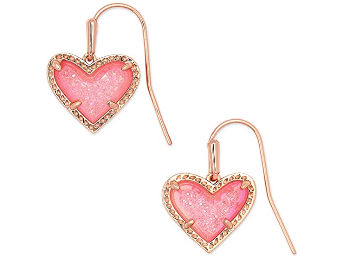 取寄 ケンドラスコット レディース アリ ハート ドロップ イヤリングス Kendra Scott women Ari Heart Drop  Earrings Rose Gold Pink Drusy ハイクオリティ