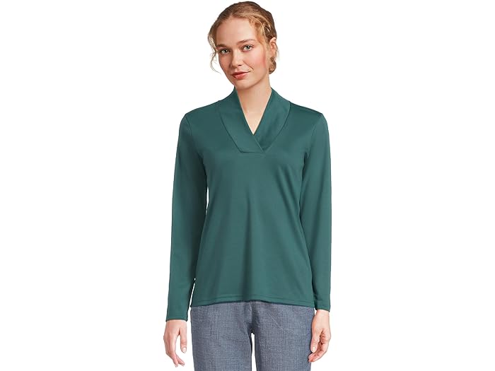 (取寄) エルエルビーン レディース ピマ ショール ロング-スローブ コットン ティー L.L.Bean women Pima Shawl Long-Sleeve Cotton Tee Shade Teal