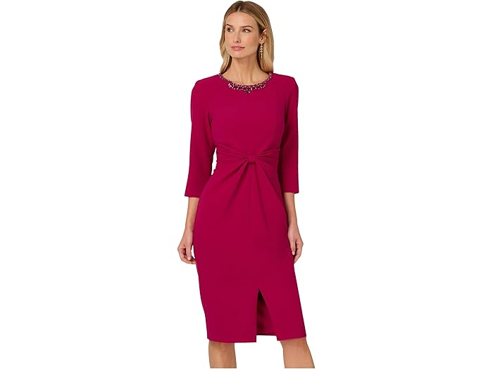 (取寄) アドリアナ パぺル レディース ビーデッド ミディ ドレス Adrianna Papell women Beaded Midi Dress Berry