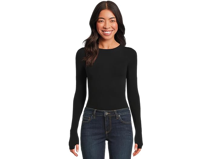 (取寄) コマンドー レディース バレエ ロング スリーブ ボディスーツ W/ サムホールズ Commando women Ballet Long Sleeve Bodysuit w/ Thumbholes Black