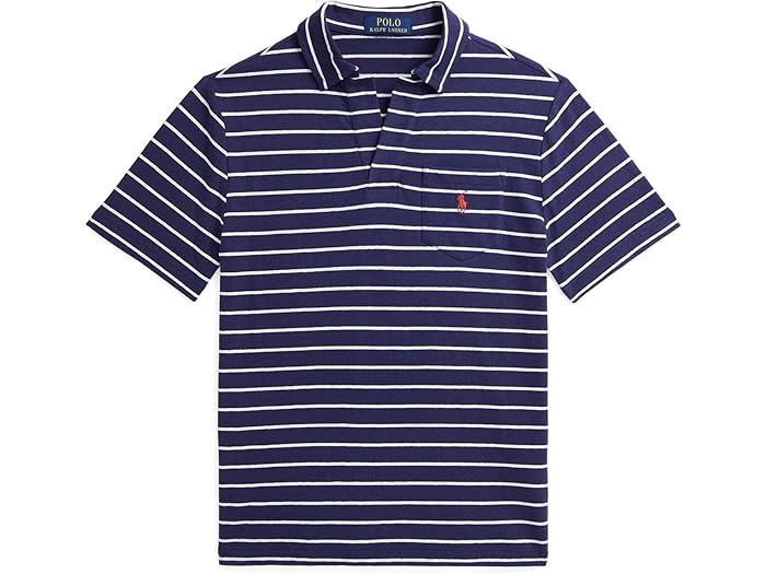 (取寄) ラルフローレン キッズ ボーイズ ストライプド コットン-リネン ポロ シャツ (ビッグ キッド) Polo Ralph Lauren Kids boys Striped Cotton-Linen Polo Shirt (Big Kid) Boathouse Navy/Deckwash White