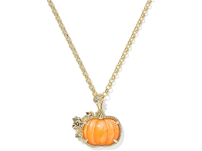 (取寄) ケンドラスコット レディース パンプキン ロング ペンダント ネックレス Kendra Scott women Pumpkin Long Pendant Necklace Gold Orange Mother Of Pearl
