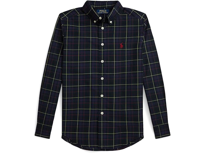 (取寄) ラルフローレン キッズ ボーイズ プレイド コットン ポプリン シャツ (ビッグ キッド) Polo Ralph Lauren Kids boys Plaid Cotton Poplin Shirt (Big Kid) Navy Gold Multi