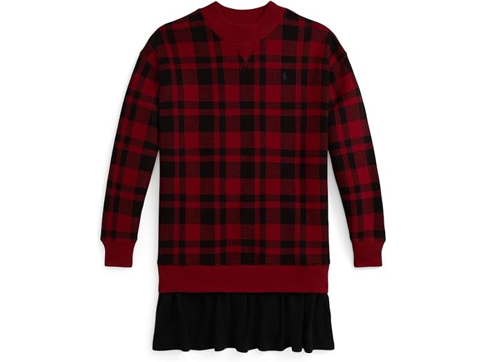 (取寄) ラルフローレン キッズ ガールズ バッファロー チェック フリース ドレス (ビッグ キッド) Polo Ralph Lauren Kids girls Buffalo Check Fleece Dress (Big Kid) Edged Overcheck Holiday Red