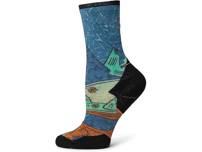(取寄) スマートウール レディース トレイル ラン ターゲッティド クッション マウンテン プリント クルー ソックス Smartwool women Trail Run Targeted Cushion Mountain Print Crew Socks Twilight Blue