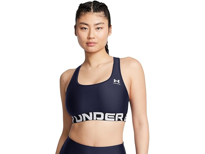 (取寄) アンダーアーマー レディース ヒートギア アーマー ミッド インパクト ブランデット ブラ Under Armour women HeatGear Armour Mid Impact Branded Bra Midnight Navy/White