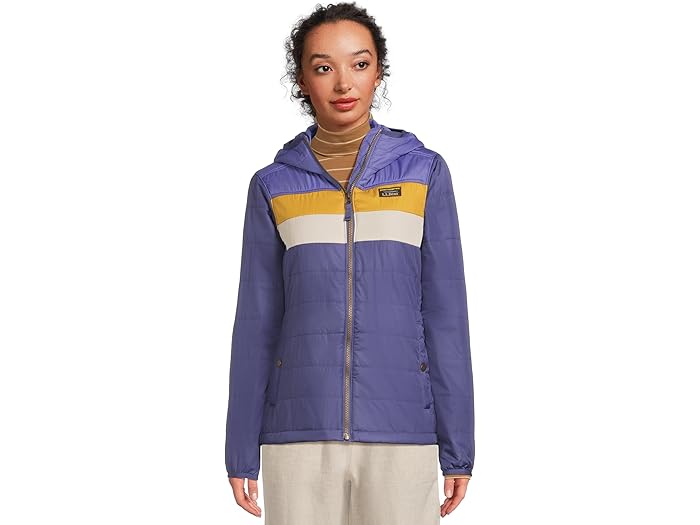 (取寄) エルエルビーン レディース マウンテン クラシック フーデット パファー カラー ブロック L.L.Bean women Mountain Classic Hooded Puffer Color Block Dusty Periwinkle/Dark Twilight Blue