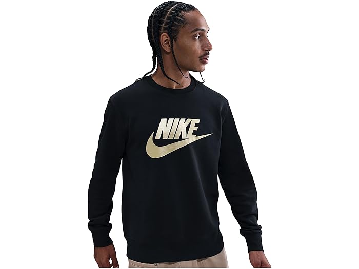 (取寄) ナイキ メンズ トレーナー クラブ ブラッシュ フリース クルー Nike men Club Brushed Fleece Crew Black/Metallic Gold