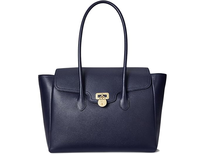 (取寄) ローレン ラルフローレン レディース ペブルド レザー ラージ タンナー サッチェル Lauren Ralph Lauren women Pebbled Leather Large Tanner Satchel Refined Navy