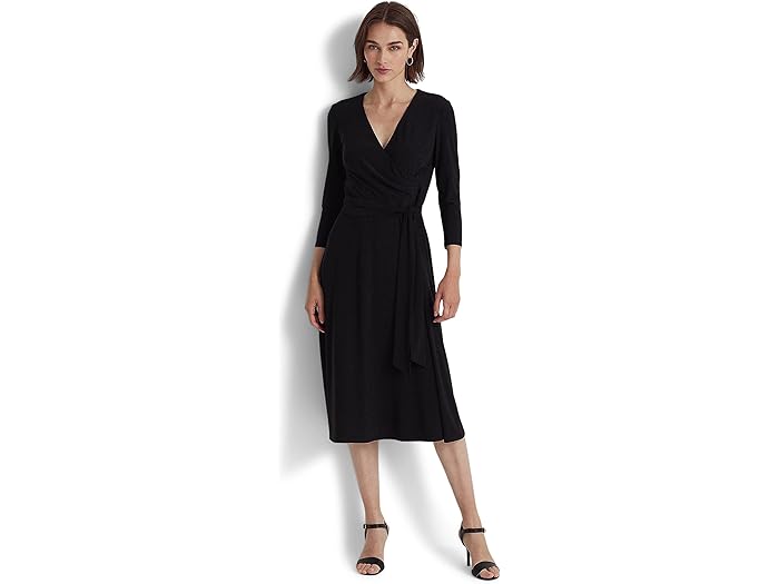 (取寄) ローレン ラルフローレン レディース ジャージー-マット ミディ ドレス Lauren Ralph Lauren women Jersey-Matte Midi Dress Black