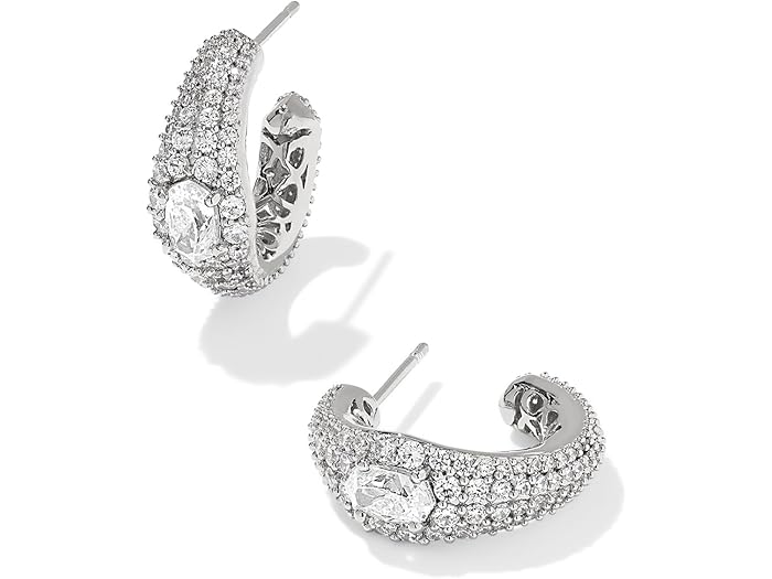 (取寄) ケンドラスコット レディース ベラ フープ Kendra Scott women Bella Hoop Silver Metal White CZ