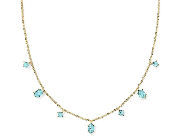 (取寄) ケンドラスコット レディース ケイリン デリケート ストランド ネックレス Kendra Scott women Cailin Delicate Strand Necklace Gold Aqua Crystal
