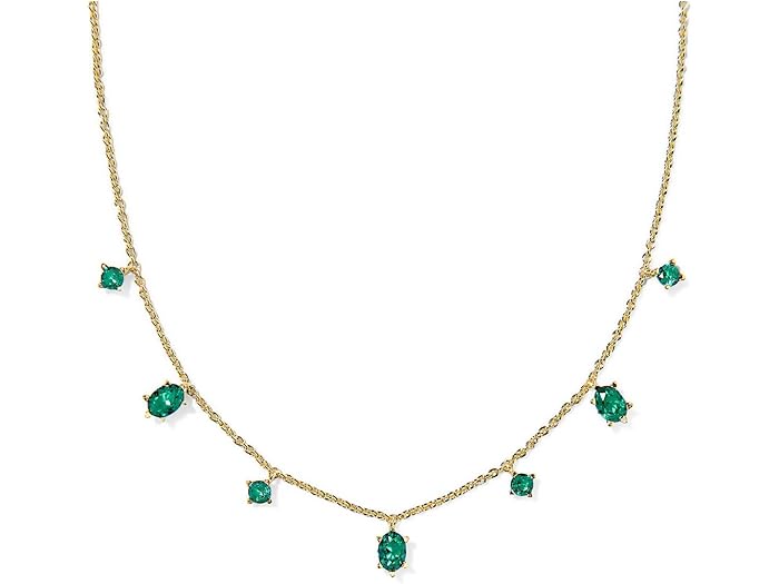 (取寄) ケンドラスコット レディース ケイリン デリケート ストランド ネックレス Kendra Scott women Cailin Delicate Strand Necklace Gold Green Crystal