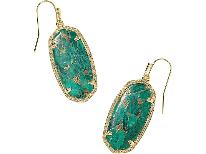 (取寄) ケンドラスコット レディース エル ドロップ イヤリングス Kendra Scott women Elle Drop Earrings Gold Bronze Veined Green Malachite