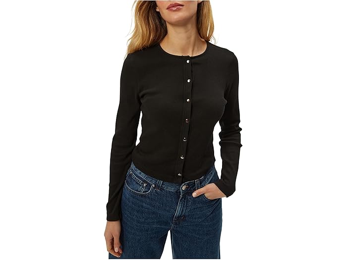(取寄) マイケル スターズ レディース トリクシー クルー ネック スナップ カルディ Michael Stars women Trixie Crew Neck Snap Cardi Black