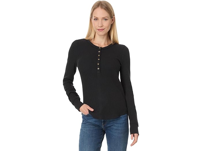 (取寄) ファリティ レディース レジェンド アプレ ワッフル ヘンリー Faherty women Legend Apres Waffle Henley Black