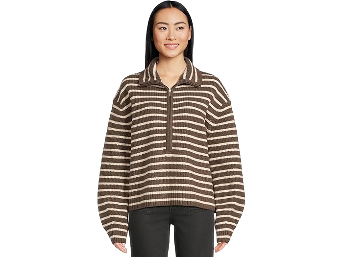 (取寄) ファリティ レディース ジャクソン クオーター ジップ Faherty women Jackson Quarter Zip Mocha Stripe
