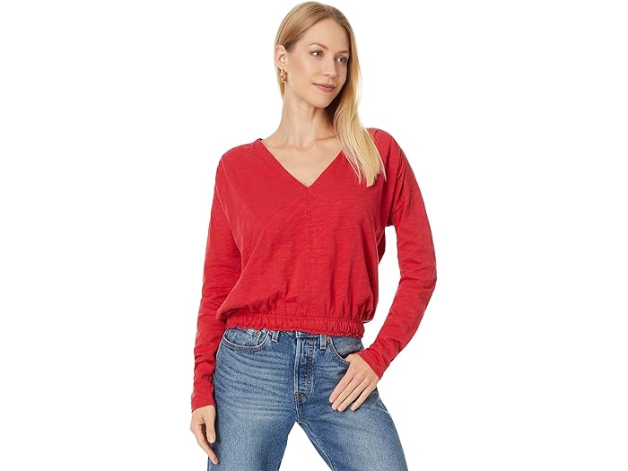 (取寄) リラ P レディース エラスティック ヘム イージー V-ネック Lilla P women Elastic Hem Easy V-Neck Cinnabar