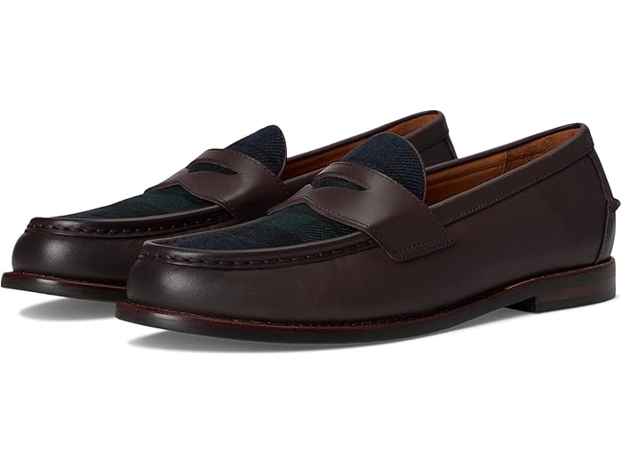 (取寄) ラルフローレン メンズ アルストン レザー アンド プレイド ウール ペニー ローファーズ Polo Ralph Lauren men Alston Leather & Plaid Wool Penny Loafers Dark Brown/Blackwatch