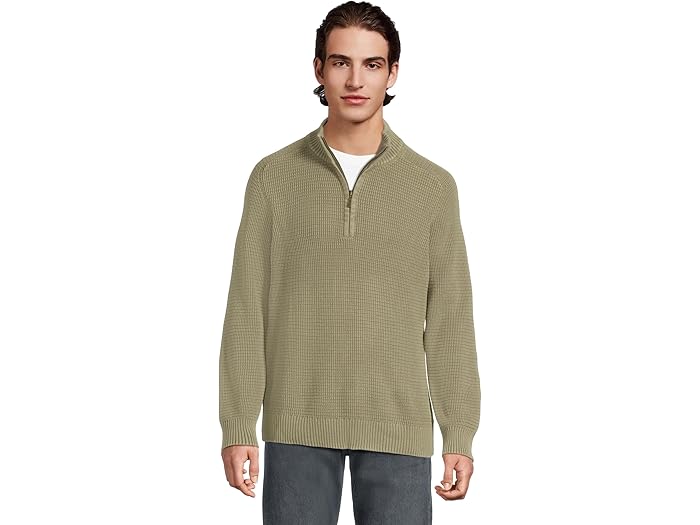 (取寄) エルエルビーン メンズ テクスチャー ウォッシュド コットン セーターズ 1/4 ジップ L.L.Bean men Textured Washed Cotton Sweaters 1/4 zip Olive Gray