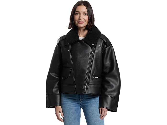 (取寄) アグ レディース フィニアン リュクスフラッフ モト ジャケット UGG women Finnian Luxefluff Moto Jacket Black
