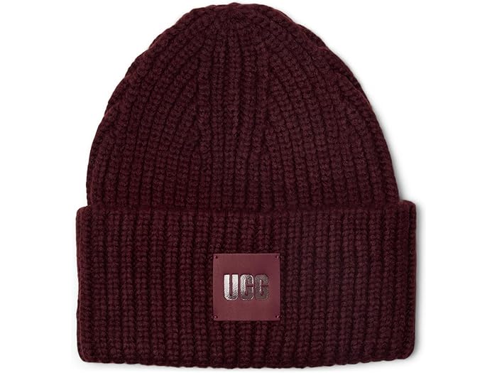 (取寄) アグ レディース チャンキー リブ ビーニー ウィズ ロゴ UGG women Chunky Rib Beanie with Logo Wild Grape