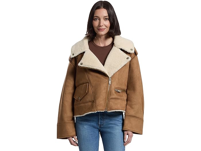 (取寄) アグ レディース フィニアン リュクスフラッフ モト ジャケット UGG women Finnian Luxefluff Moto Jacket Chestnut