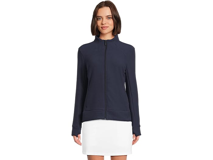(取寄) キャロウェイ レディース テクスチャー ワッフル ニット フルジップ ジャケット Callaway women Textured Waffle Knit Full-zip Jacket Peacoat
