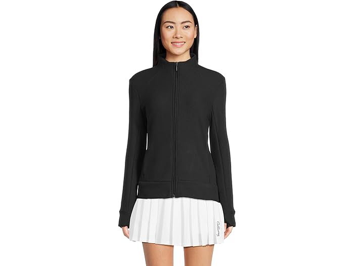 (取寄) キャロウェイ レディース テクスチャー ワッフル ニット フルジップ ジャケット Callaway women Textured Waffle Knit Full-zip Jacket Caviar