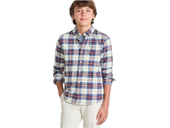 (取寄) ヴィンヤードヴァインズ キッズ ボーイズ プレイド フランネル シャツ (リトル キッド/ビッグ キッド) Vineyard Vines Kids boys Muskeget Plaid Flannel Shirt (Little Kid/Big Kid) Marshmallow