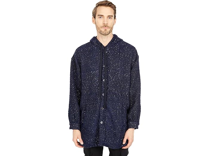(取寄) フェイスコネクション ツイード フーデット オーバーサイズ シャツ Faith Connexion Tweed Hooded Oversize Shirt Midnight Blue