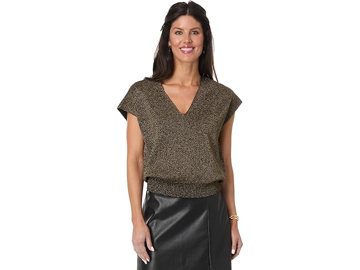 (取寄) リラ P レディース メタリック V-ネック セーター Lilla P women Metallic V-Neck Sweater Black Sparkle