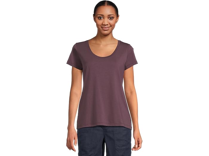(取寄) エルエルビーン レディース ソフト ストレッチ スーピマ ティー スクープ ネック ショート スリーブ L.L.Bean women Soft Stretch Supima Tee Scoop Neck Short Sleeve Eggplant