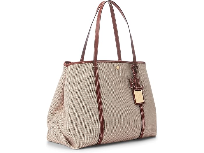 (取寄) ローレン ラルフローレン レディース キャンバス アンド レザー エクストラ-ラージ エメリー トート Lauren Ralph Lauren women Canvas & Leather Extra-Large Emerie Tote Natural/Lauren Tan/Lauren Tan