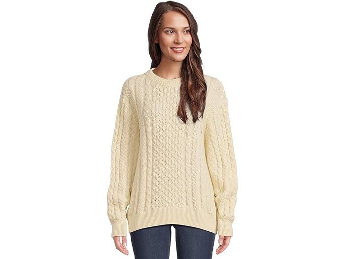 (取寄) エルエルビーン レディース アイリッシュ フィッシャーマン クルーネック セーター L.L.Bean women 1965 Irish Fisherman Crewneck Sweater Cream