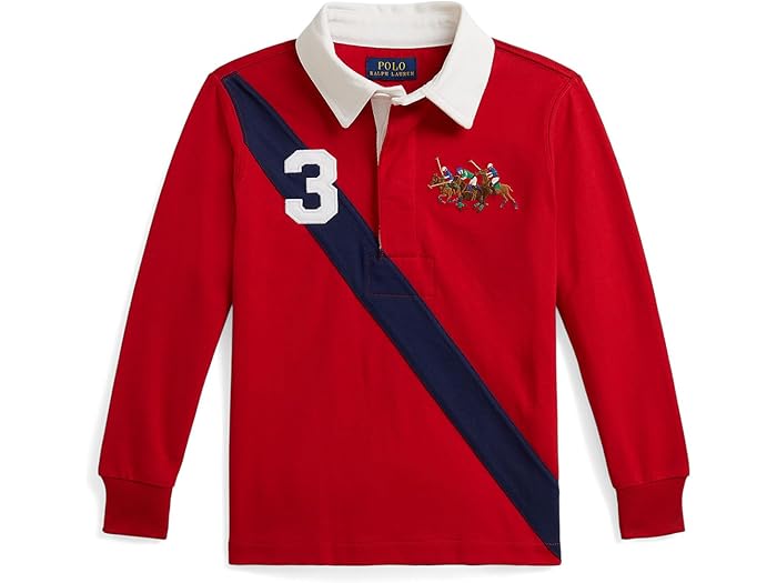 (取寄) ラルフローレン キッズ ボーイズ トリプル-ポニー コットン ラグビー シャツ (トドラー/リトル キッド) Polo Ralph Lauren Kids boys Triple-pony Cotton Rugby Shirt (toddler/Little Kid) Red Multi