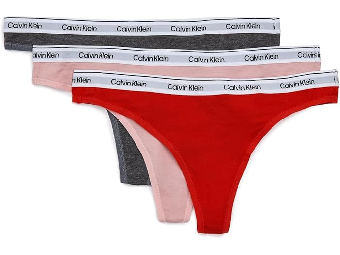 (取寄) カルバンクライン アンダーウェア レディース モダン ロゴ トング 3-パック Calvin Klein Underwear women Modern Logo Thong 3-Pack Charcoal Grey/Adreniline Rush/Subdued