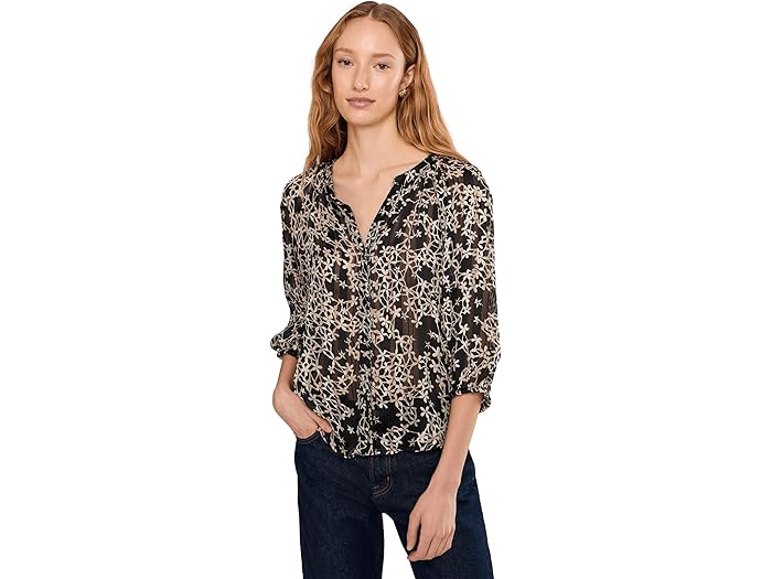 (取寄) ヴィンスカムート レディース ラグラン スリーブ ボタン ダウン ブラウザ Vince Camuto women Raglan Sleeve Button Down Blouse Rich Black
