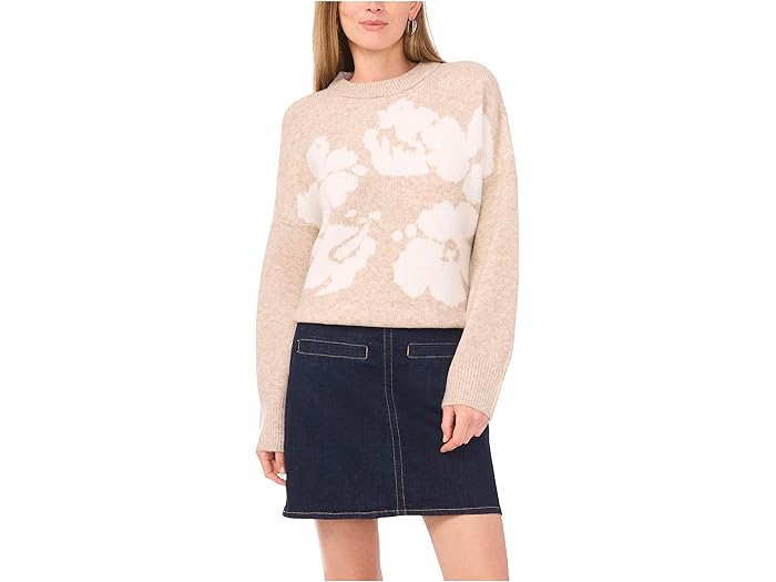 (取寄) ヴィンスカムート レディース フラワー モチーフ クルー ネック Vince Camuto women Flower Motif Crew Neck Oatmeal 17,776円