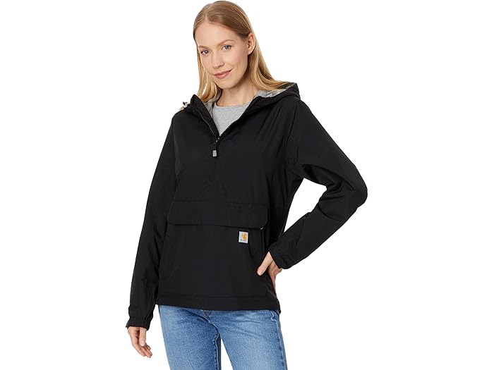 (取寄) カーハート レディース レイン ディフェンダー ルーズ フィット ライトウェイト パッカブル アノラック Carhartt women Rain Defender Loose Fit Lightweight Packable Anorak Black