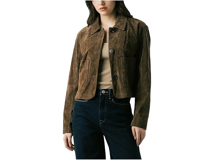 (取寄) ブランクニューヨーク レディース リアル スエード クロップド ブレーザー Blank NYC women Real Suede Cropped Blazer Black Coffee