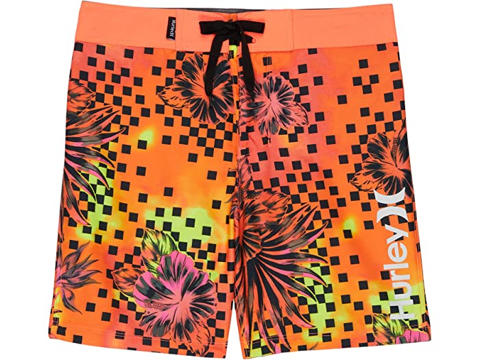 ショップ 取寄 ハーレー キッズ ボーイズ フローラル チェッカード ボードショーツ リトル Hurley Kids boys Floral  Checkered Boardshorts Little Bright Mango fucoa.cl