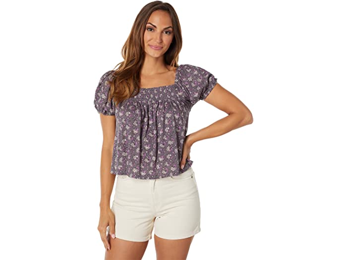 取寄 ラッキーブランド レディース スクエア ネック プリンテッド トップ Lucky Brand Women Square Neck Printed Top Purple Multi 最大64 Offクーポン