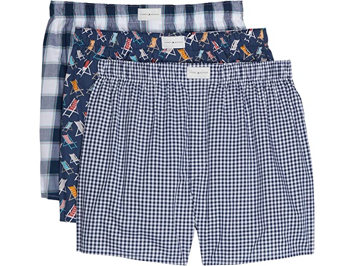 (取寄) トミーヒルフィガー メンズ コットン クラシックス クラシック フィット ウーブン ボクサー 3パック Tommy Hilfiger men Cotton Classics Classic Fit Woven Boxer 3-Pack Pond