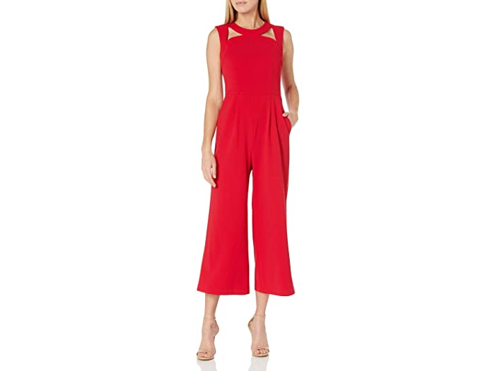 21631円 超可爱の 取寄 カルバンクライン レディース ウィメンズ スリーブレス クロップド ジャンプスーツ カット Calvin Klein women Womens Sleeveless Cropped Jumpsuit With Cut Outs Red