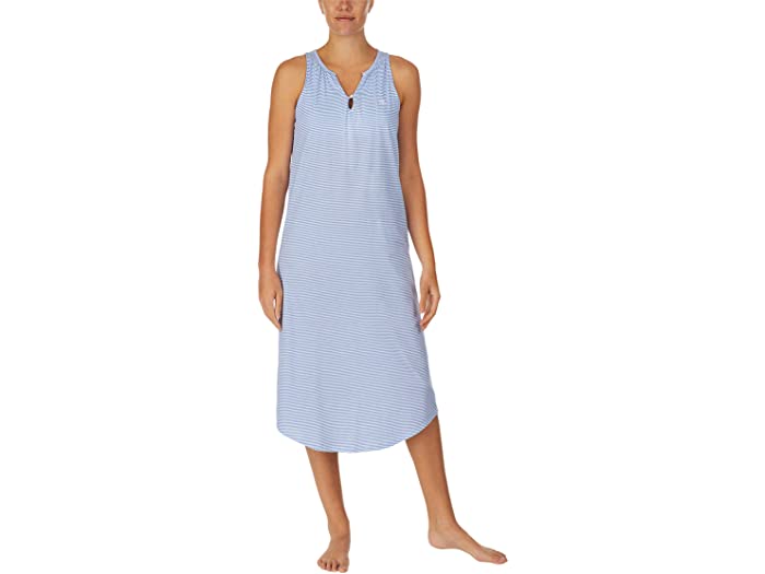 (取寄) ローレン ラルフローレン レディース スリーブレス スプリットネック バレエ ガウン ウィズ ソフト ブラ LAUREN Ralph Lauren women Sleeveless Split-Neck Ballet Gown with Soft Bra Blue Stripe