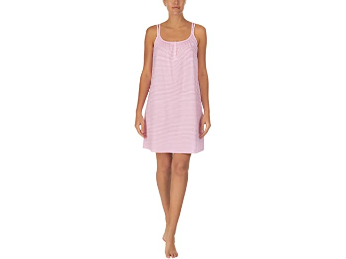 (取寄) ローレン ラルフローレン レディース ニット ダブル ストラップ ボタン ネック ガウン LAUREN Ralph Lauren women Knit Double Strap Button Neck Gown Pink Stripe