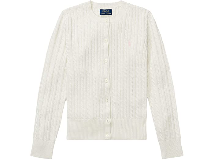 卓越 取寄 ラルフローレン キッズ ガールズ ケーブル ニット コットン カーディガン ビッグ Polo Ralph Lauren Kids  girls Cable Knit Cotton Cardigan Big Warm White French Pink Pony Player  fucoa.cl