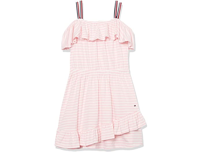 (取寄) トミーヒルフィガー キッズ ガールズ ラッフル ミニ ストライプ ドレス (ビッグ キッズ) Tommy Hilfiger Kids girls Ruffle Mini Stripe Dress (Big Kids) Rose Shadow