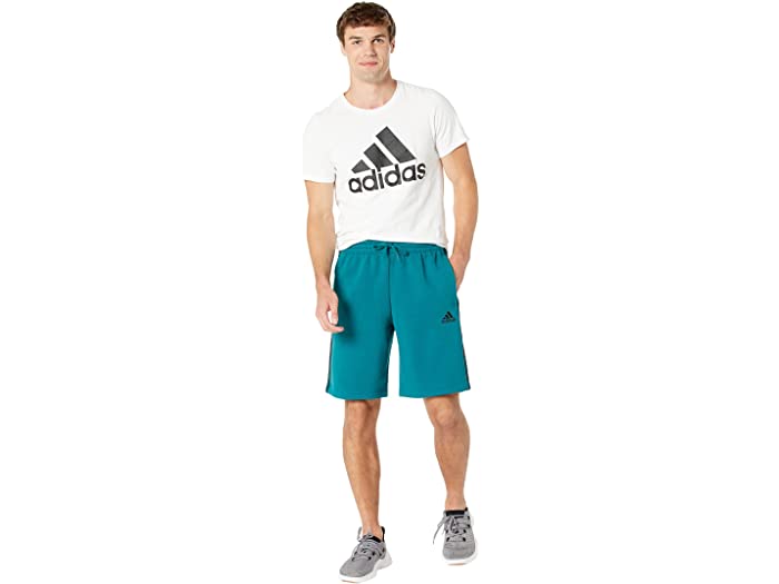 無料 取寄 アディダス メンズ エッセンシャル 3ストライプ フリース ショーツ adidas men Essentials 3-Stripes  Fleece Shorts Legacy Teal Black fucoa.cl